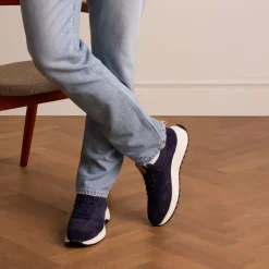 No Stress Blauwe suède sneakers^Heren Sneakers