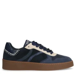 Manfield Blauwe suède sneakers met fluwelen details^DAMES Sneakers