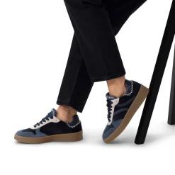 Manfield Blauwe suède sneakers met fluwelen details^DAMES Sneakers