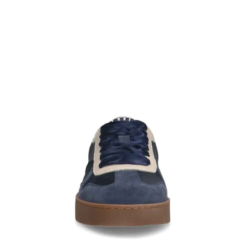 Manfield Blauwe suède sneakers met fluwelen details^DAMES Sneakers