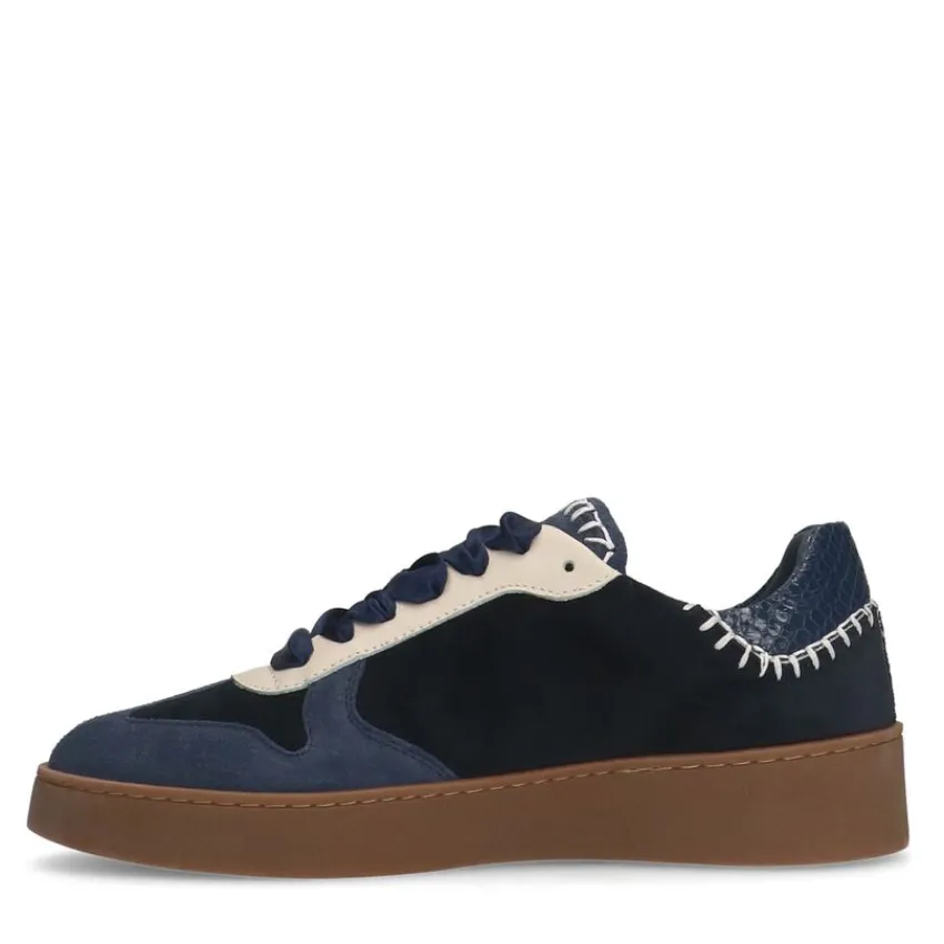 Manfield Blauwe suède sneakers met fluwelen details^DAMES Sneakers