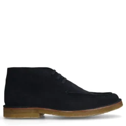 Manfield Blauwe suède veterboots^Heren Veterschoenen