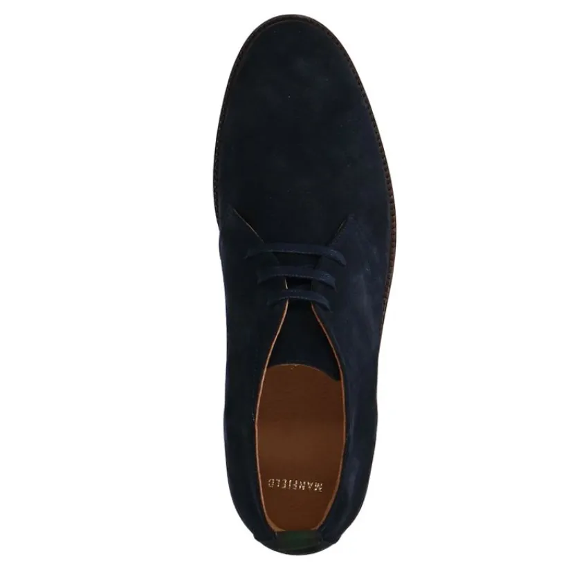 Manfield Blauwe suède veterboots^Heren Boots