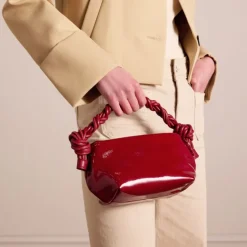 Manfield Bordeaux rode lak handtas^ Handtassen