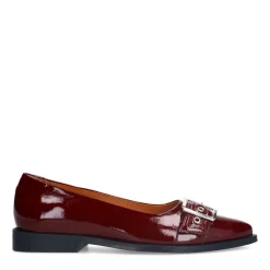 Manfield Bordeaux rode lakleren ballerina's^DAMES Loafers
