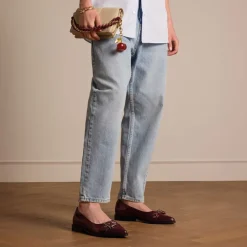 Manfield Bordeaux rode lakleren ballerina's^DAMES Loafers