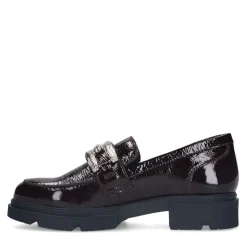 Manfield Bordeaux rode lakleren loafers^DAMES Loafers