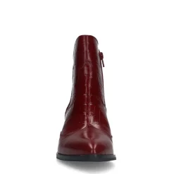 Manfield Bordeaux rode leren croco enkellaarsjes^DAMES Enkellaarsjes