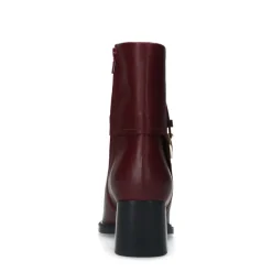 Manfield Bordeaux rode leren enkellaarsjes met hak^DAMES Enkellaarsjes