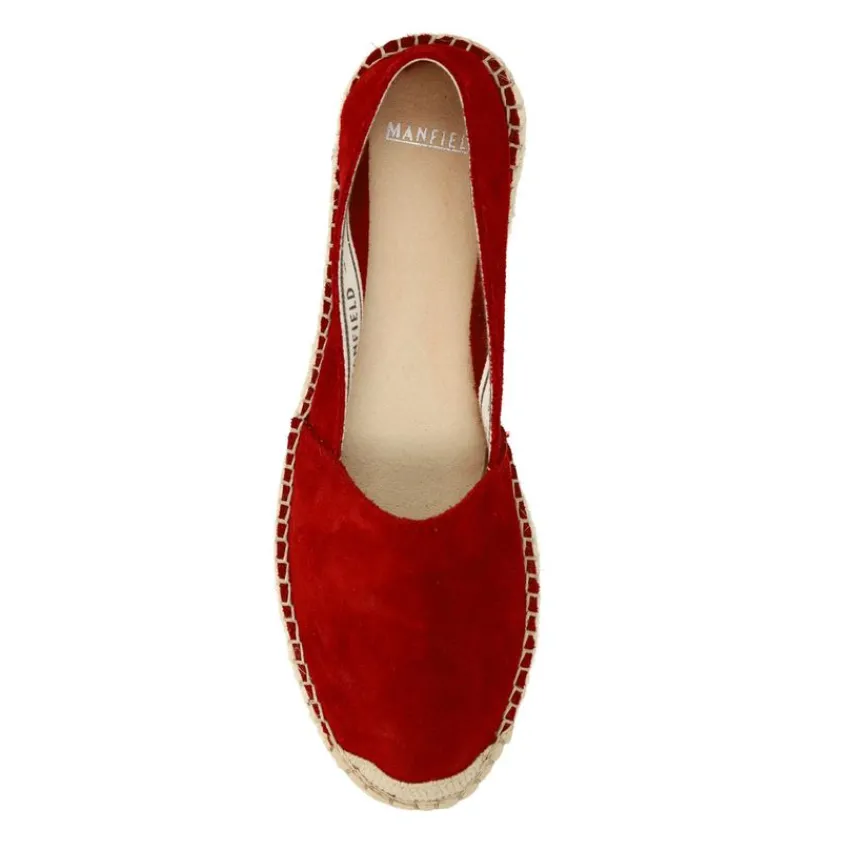 Manfield Bordeaux rode suède espadrilles^DAMES Espadrilles