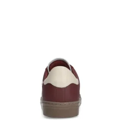 Manfield Bordeauxrode leren sneakers^DAMES Sneakers