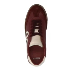 Manfield Bordeauxrode leren sneakers^DAMES Sneakers