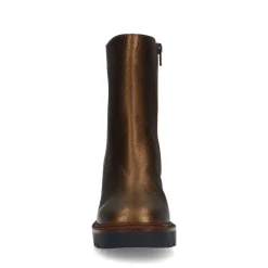 Manfield Bronskleurige leren enkellaarsjes^DAMES Enkellaarsjes