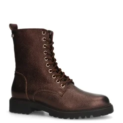 No Stress Bronskleurige leren veterlaarsjes^DAMES Enkellaarsjes