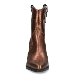 Manfield Bronskleurige metallic leren cowboy laarzen^DAMES Enkellaarsjes