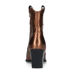 Manfield Bronskleurige metallic leren cowboy laarzen^DAMES Enkellaarsjes