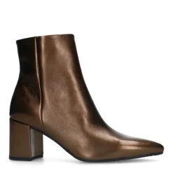Manfield Bronzen leren enkellaarsjes met hak^DAMES Enkellaarsjes