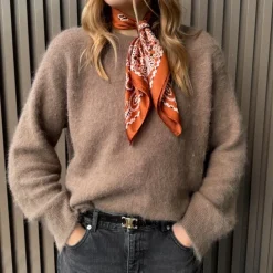 Manfield Bruin sjaaltje met witte details^ Sjaals