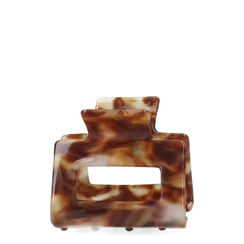 Manfield Bruine haarklem met print^ Haaraccessoires