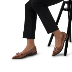 Manfield Bruine lakleren ballerina's^DAMES Loafers