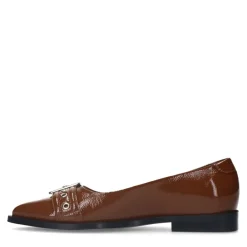 Manfield Bruine lakleren ballerina's^DAMES Loafers