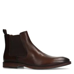 Manfield Bruine leren chelsea boots^Heren Boots