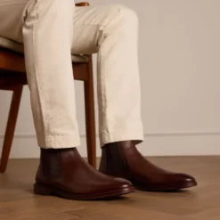 Manfield Bruine leren chelsea boots^Heren Boots