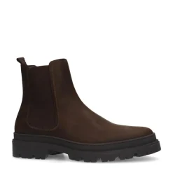 Manfield Bruine leren chelsea boots^Heren Boots