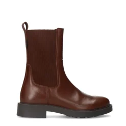 Manfield Bruine leren chelsea boots^DAMES Enkellaarsjes