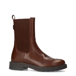 Manfield Bruine leren chelsea boots^DAMES Enkellaarsjes