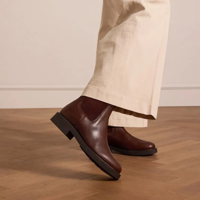 Manfield Bruine leren chelsea boots^DAMES Enkellaarsjes