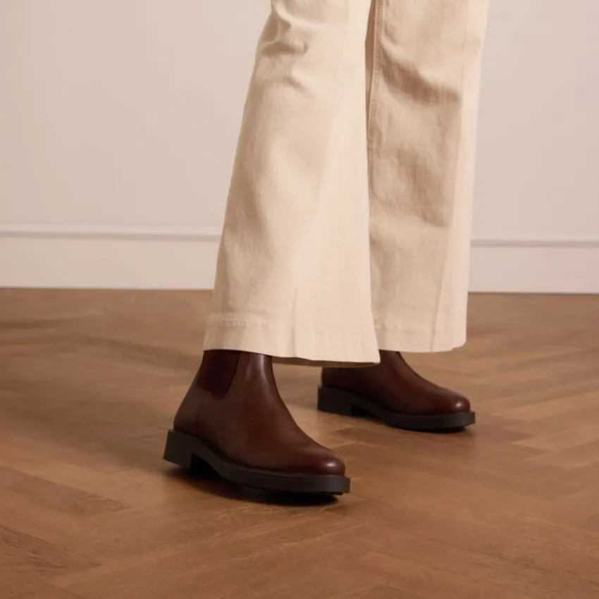 Manfield Bruine leren chelsea boots^DAMES Enkellaarsjes