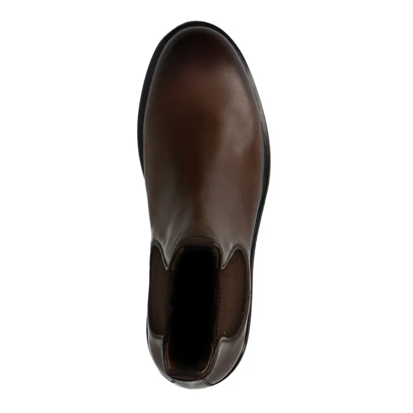 Manfield Bruine leren chelsea boots^Heren Boots