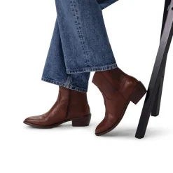 Manfield Bruine leren cowboy laarzen^DAMES Enkellaarsjes