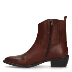 Manfield Bruine leren cowboy laarzen^DAMES Enkellaarsjes