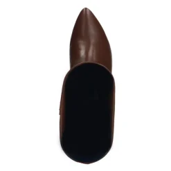 Manfield Bruine leren laarzen met hak^DAMES Laarzen