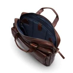 Manfield Bruine leren laptoptas^ Laptoptassen