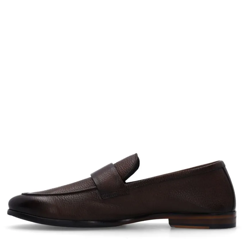 Manfield Bruine leren loafers^Heren Loafers