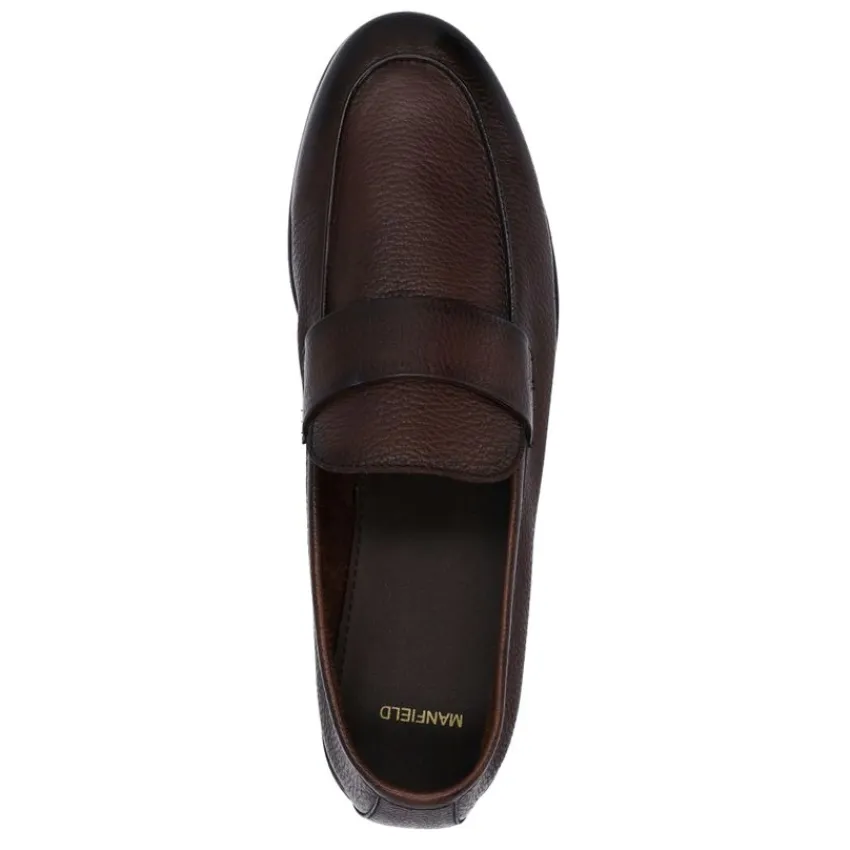 Manfield Bruine leren loafers^Heren Loafers