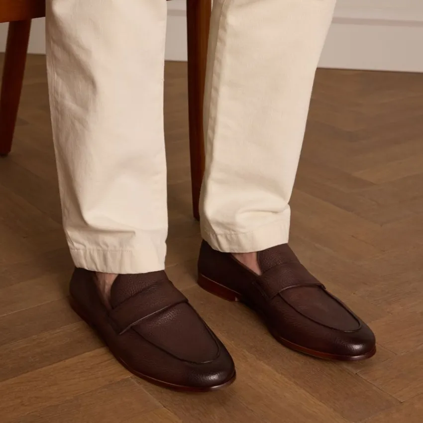 Manfield Bruine leren loafers^Heren Loafers