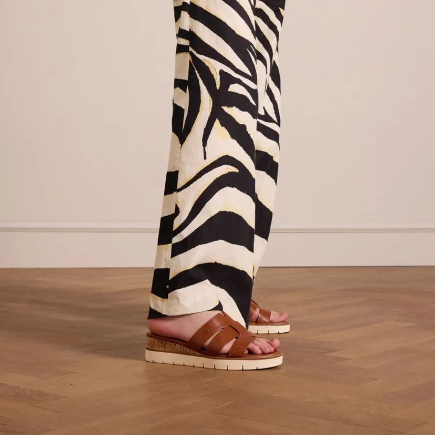 No Stress Bruine leren sandalen^DAMES Slippers