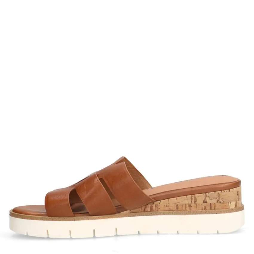 No Stress Bruine leren sandalen^DAMES Slippers