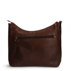 Manfield Bruine leren schoudertas^ Schoudertassen