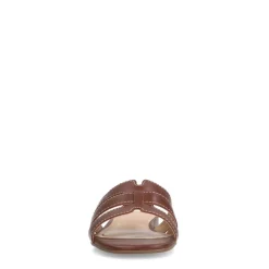 Manfield Bruine leren slippers^DAMES Slippers