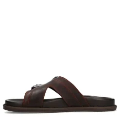 Manfield Bruine leren slippers^Heren Slippers & Sandalen