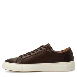 Manfield Bruine leren sneakers^Heren Sneakers