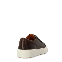 Manfield Bruine leren sneakers^Heren Sneakers