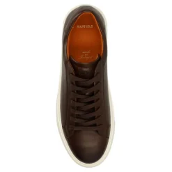 Manfield Bruine leren sneakers^Heren Sneakers