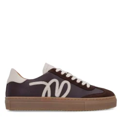 Manfield Bruine leren sneakers^DAMES Sneakers