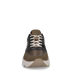 Manfield Bruine leren sneakers met details^DAMES Sneakers
